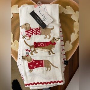 Nicole Miller Valentine’s Day Dachshund Love Kitchen Dish Towels